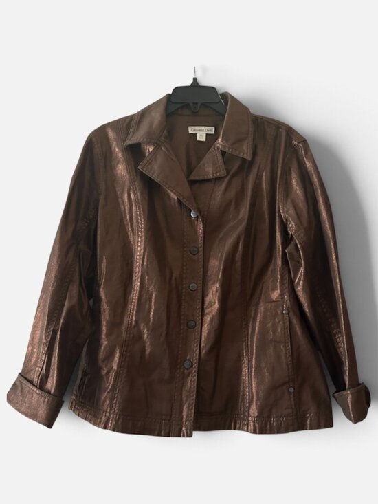 Coldwater Creek Jackets & Blazers - Coldwater Creek Metallic Shimmer Jean-Style Jacket Plus Size 18W, 1X